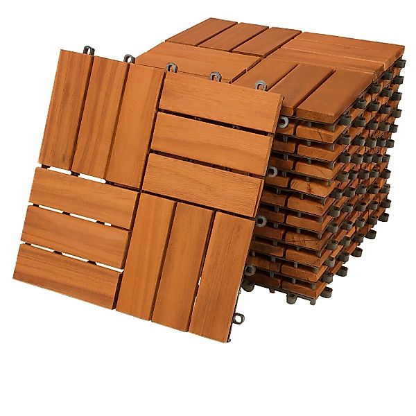 Casaria Holzfliesen 11x Akazie Mosaik, Terrassenfliesen günstig online kaufen