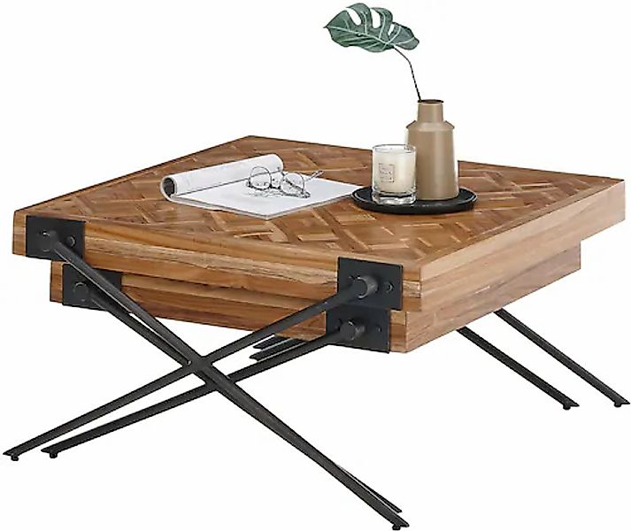 Stolkom Couchtisch »AKONI«, 2-er Set Massivholz Teak recycelt mit Muster günstig online kaufen