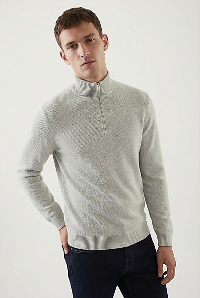 SELECTED Troyer "SLHDANE LS KNIT STRUCTURE HALF ZIP NOOS" Baumwolle, regula günstig online kaufen