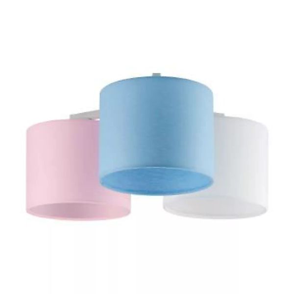 Kinderlampe Decke Stoff Rosa Blau Weiß 3-flammig E27 günstig online kaufen