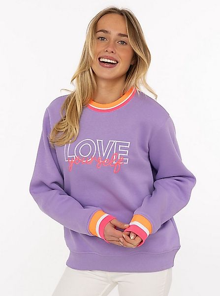 Zwillingsherz Hoodie "Love Yourself" Rundhals, gestreifte Neon-Bündchen, ge günstig online kaufen