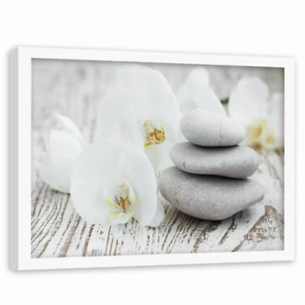 FEEBY® Kunst Zen Blumen und Steine Leinwandbilder bunt Gr. 60 x 40 günstig online kaufen