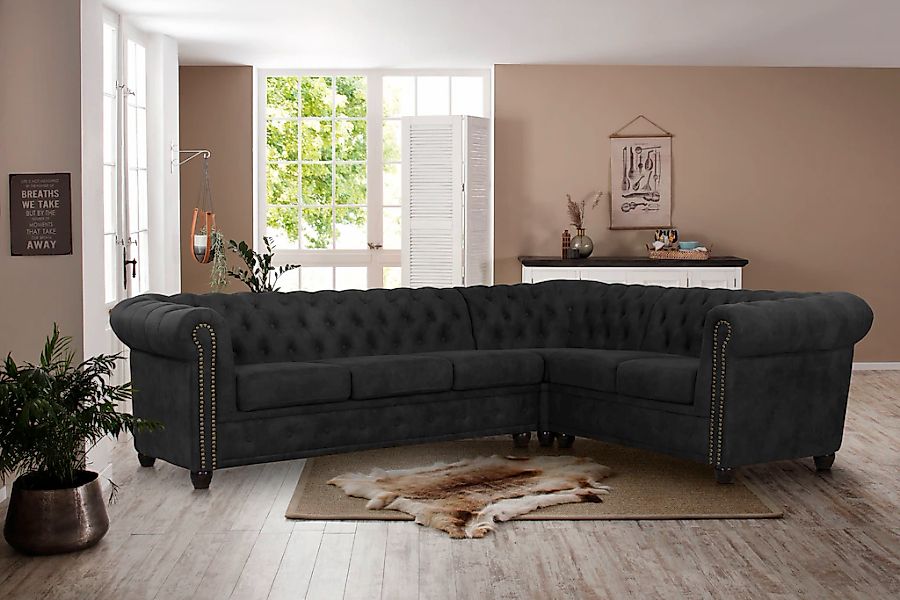 Home affaire Chesterfield-Sofa "Rysum L-Form" Chesterfield-Optik, langer Sc günstig online kaufen