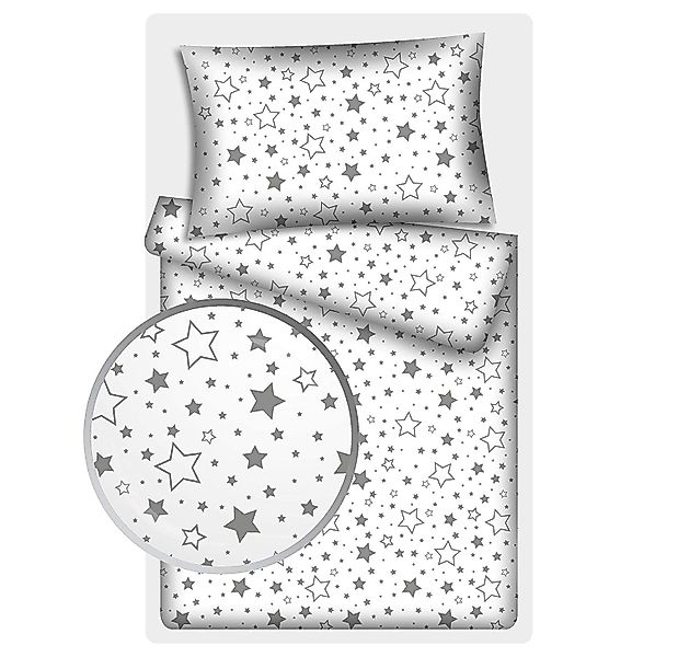 KiGATEX Kinderbettwäsche Stars 100% Baumwolle 40x60/100x135 günstig online kaufen
