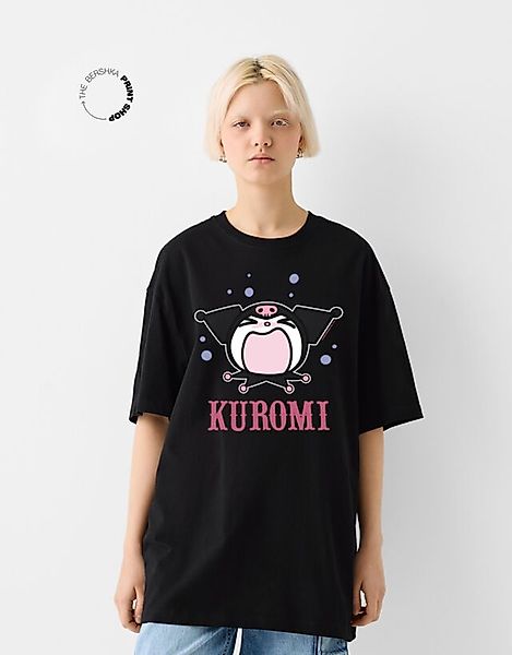 Bershka T-Shirt Kuromi Im Boxy-Fit Mit Kurzen Ärmeln Damen M Schwarz günstig online kaufen