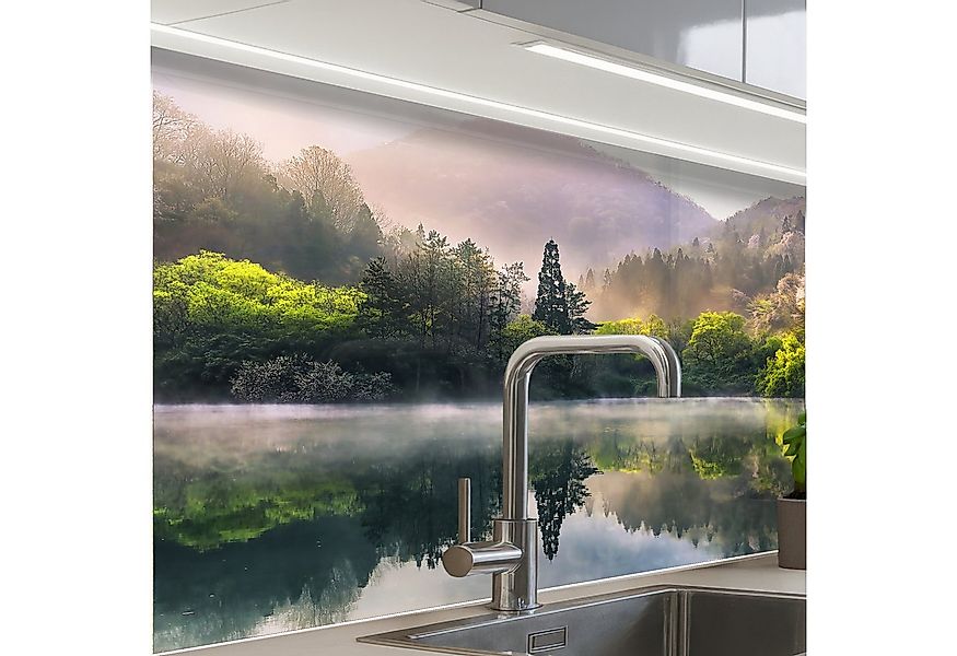KitchenYeah Küchenrückwand selbstklebend Natur - Bäume - Berge - See - Wass günstig online kaufen