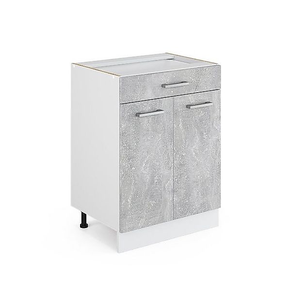 Vicco Küchenunterschrank R-Line Beton/Weiß 60 cm mit Schublade AP Eiche günstig online kaufen