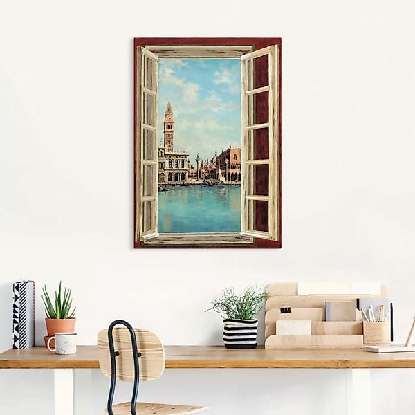 Artland Wandbild "Fenster mit Blick auf Venedig", Fensterblick, (1 St.), al günstig online kaufen