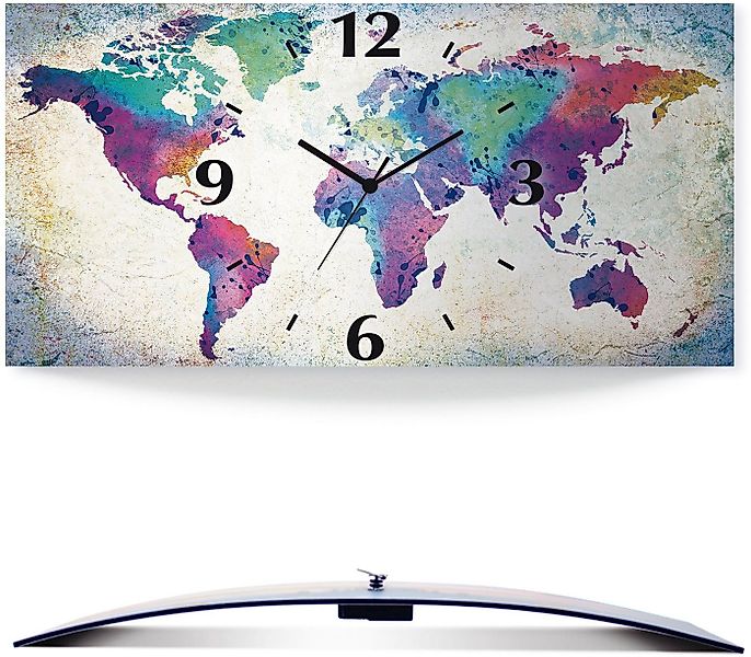 Artland Wanduhr bunte Weltkarte (wahlweise mit Quarz- oder Funkuhrwerk, lau günstig online kaufen