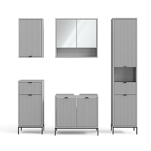 Vicco Badmöbel-Set Eliza, Grau, 5 Teile, günstig online kaufen