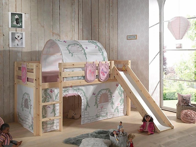 Vipack Hochbett "Pino, Spielbett massiv Kiefer, stabil gebaut, 3 Korpusfarb günstig online kaufen