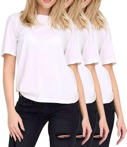 ONLY T-Shirt Basic Shirt im 3er Pack mit Rundhalsausschnitt günstig online kaufen