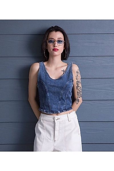 Kutaf Blusentop Rückenbetonte Jeans-Bustier günstig online kaufen