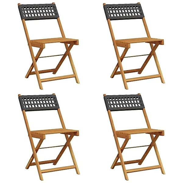 vidaXL Gartenstühle 4 Stk Klappbar Schwarz Poly Rattan & Massivholz 3214592 günstig online kaufen