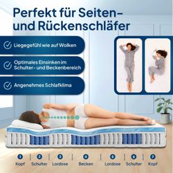 Taschenfederkernmatratze 7-Zonen Federkernmatratze mit Gelschaum, Gelschaum günstig online kaufen