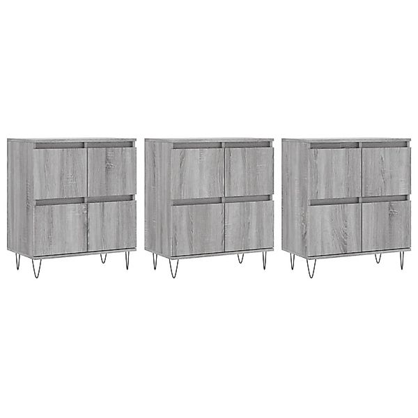vidaXL Sideboards 3 Stk Grau Sonoma Holzwerkstoff 3190203 günstig online kaufen