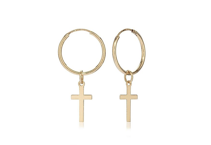 NKlaus Paar Creolen Paar 12mm Gothic Creolen mit Kreuz 333 Gelb Gold 8 (Paa günstig online kaufen