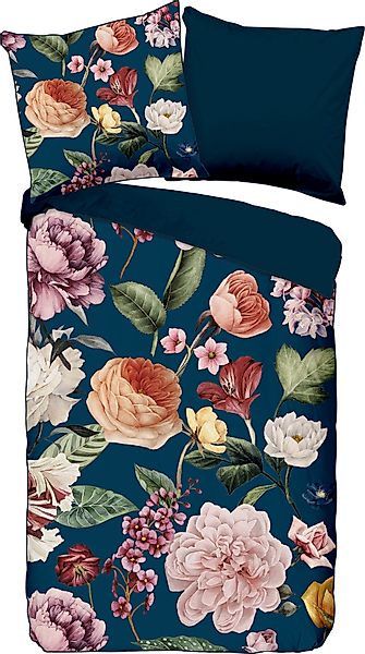 Descanso Wendebettwäsche »Fiori«, Baumwolle, Satin, 135x200, Biese, Reißver günstig online kaufen