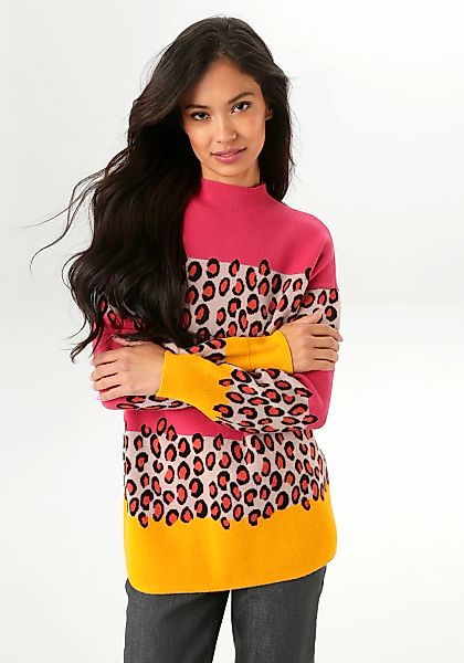 Aniston SELECTED Strickpullover, im Animal-Look in Kombination mit Blockstr günstig online kaufen