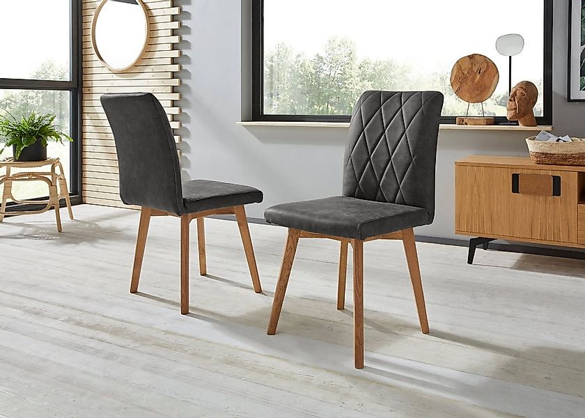 Home affaire Esszimmerstuhl Brest (Set, 2 St), Gestell aus Eiche Massivholz günstig online kaufen