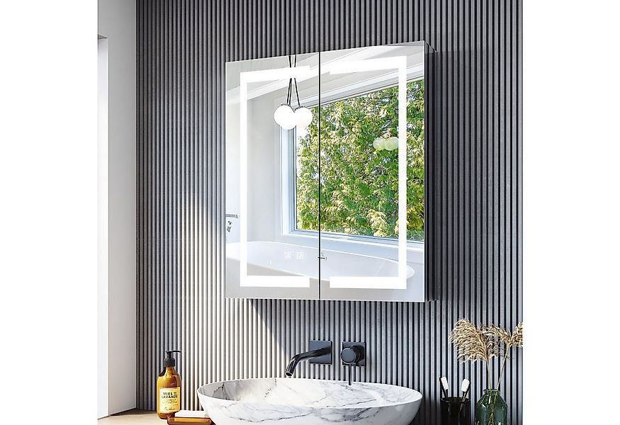 SONNI Spiegelschrank Spiegelschrank bad mit beleuchtung 60 x 70 cm 2-türig günstig online kaufen