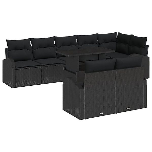 vidaXL Loungesofa 9-teiliges Garten Sofa Set mit Kissen Schwarz Poly Rattan günstig online kaufen