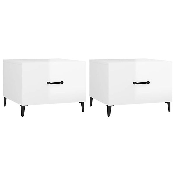 vidaXL Couchtische mit Metallbeinen 2 Stk Hochglanz-Weiß 50x50x40 cm 812739 günstig online kaufen