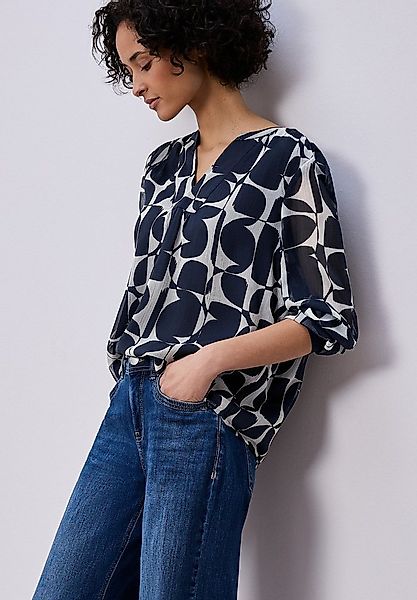 STREET ONE Langarmbluse Gemusterte Bluse mit Tape günstig online kaufen