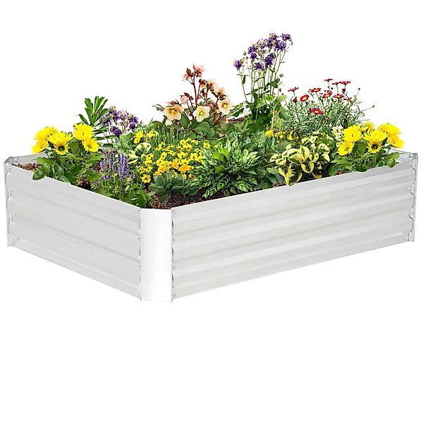 Outsunny Hochbeet aus verzinktem Stahl 120 x 90 x 30 cm Gartenbeet Pflanzka günstig online kaufen