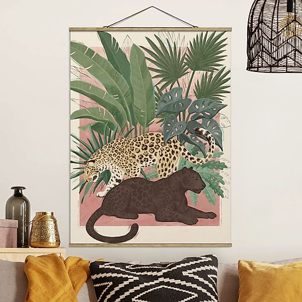 Stoffbild mit Posterleisten Majestätische Wildkatzen günstig online kaufen