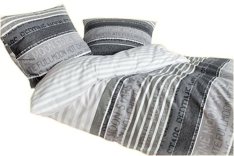 soma Bettwäsche Bettbezug 135x200 80x80 gestreift grau Streifen Zeitung bie günstig online kaufen