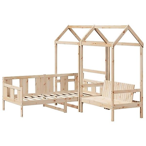 vidaXL Bett Tagesbett und Bank mit Dach 90x200 cm Kiefernholz günstig online kaufen