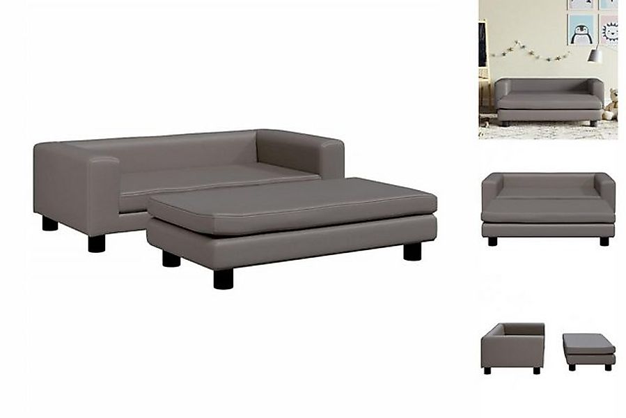 vidaXL Kindersofa Kindersofa mit Hocker Grau 100x50x30 cm Kunstleder Kinder günstig online kaufen