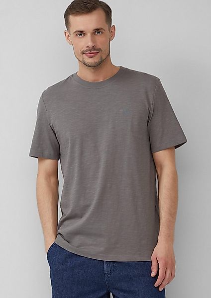 s.Oliver Kurzarmshirt T-Shirt T-Shirt mit Flammgarnstruktur und Logo-Print günstig online kaufen