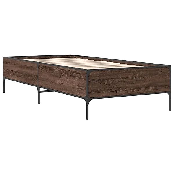 vidaXL Bettgestell Braun Eichen-Optik 100x200 cm Holzwerkstoff Metall 84496 günstig online kaufen