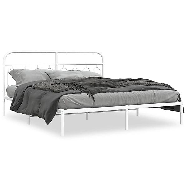 vidaXL Bettgestell mit Kopfteil Metall Weiß 180x200 cm 377170 günstig online kaufen