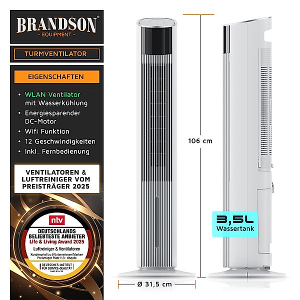 Brandson Ventilatorkombigerät 3,5L Wassertank, mobiler Luftkühler günstig online kaufen