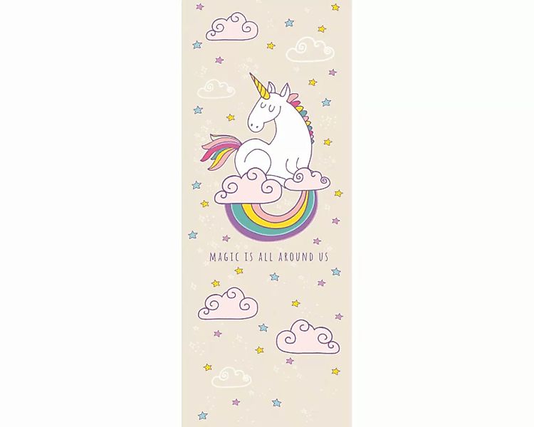 Dekopanel "Rainbow Unicorn" 1,00x2,50 m / Glattvlies Perlmutt günstig online kaufen