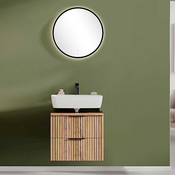 Bad Set mit Spiegel in Wildeichefarben 60 cm breit (zweiteilig) günstig online kaufen