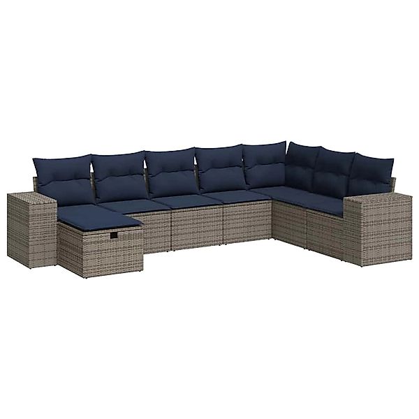 vidaXL 8-Tlg Garten-Sofagarnitur mit Kissen Grau Poly Rattan 3325737 günstig online kaufen