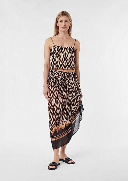 comma Poncho Tuch Pareo aus Baumwollmix mit All-over-Print günstig online kaufen