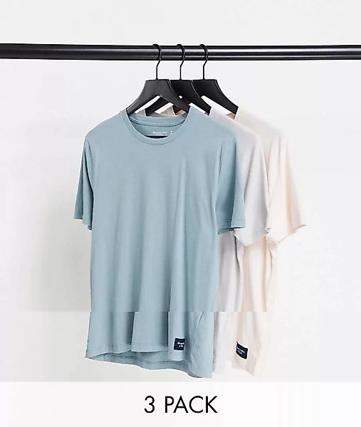 Abercrombie & Fitch – T-Shirt im 3er-Pack mit Symbol-Logo in Rosa/Hellbraun günstig online kaufen