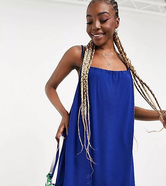 ASOS DESIGN Tall – Mini-Sommerkleid in Steingrau mit gerafftem Ausschnitt u günstig online kaufen