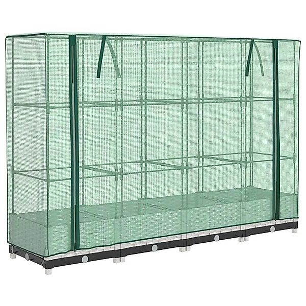 vidaXL Hochbeet mit Gewächshaus-Aufsatz Rattan-Optik 160x40x123 cm 4015840 günstig online kaufen
