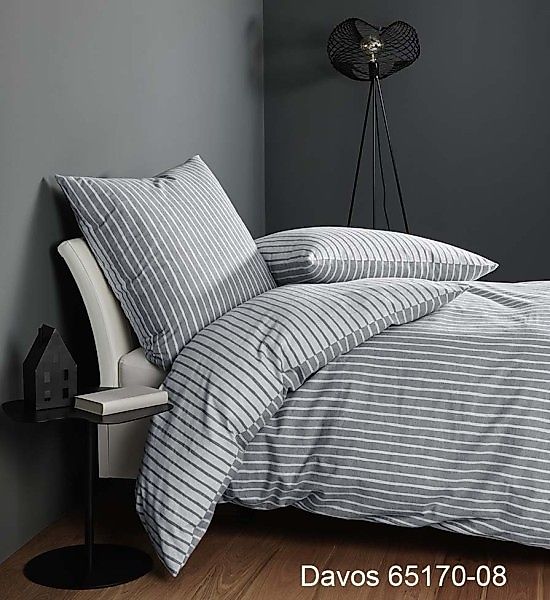 Janine Janine Feinbiber Bettwäsche DAVOS 65170 grau Größe:  155x220 cm + 80 günstig online kaufen