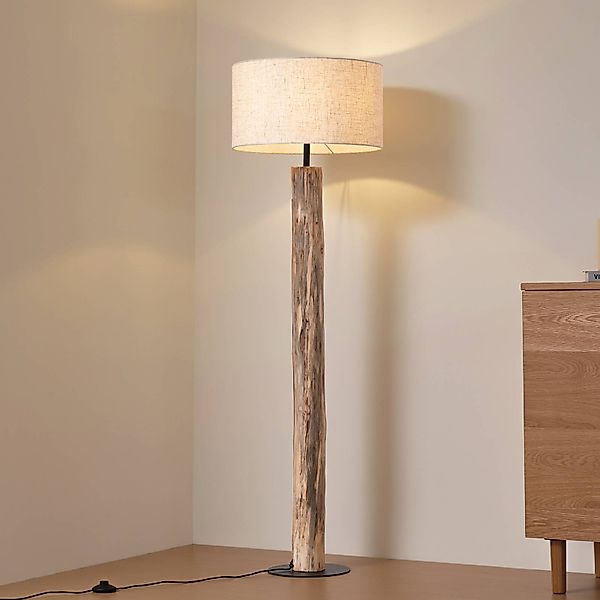 Lucande Stehleuchte Jorvan, creme, Eukalyptus, Leinen günstig online kaufen