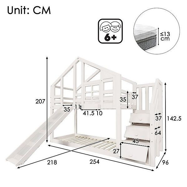 HAUSS SPOLE Etagenbett 90 x 200 cm Baumhaus mit Schublade und Rausfallschut günstig online kaufen