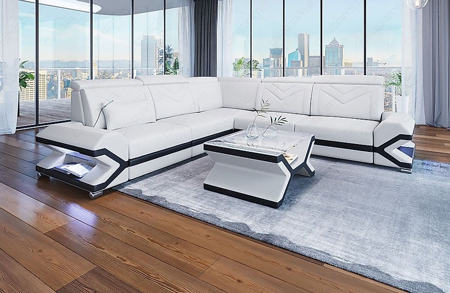 Sofa Dreams Ecksofa Sorrento L Form Leder, 4-Sitzer, Couch, LED-Beleuchtung günstig online kaufen