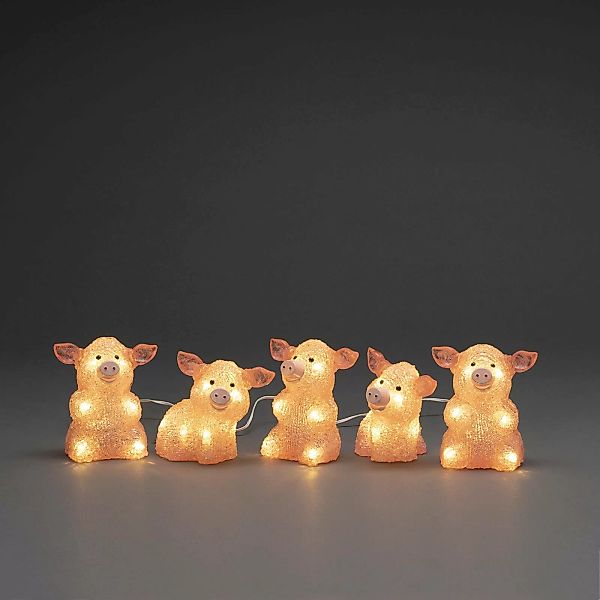 LED-Leuchtfigur Schwein, 5er-Set als Kette, pink günstig online kaufen