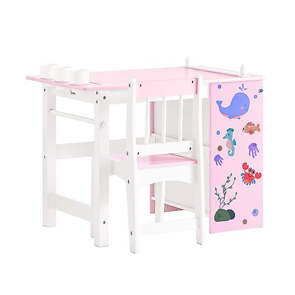 SoBuy Kindertisch mit 1 Stuhl Kindersitzgruppe Maltisch für Kinder KMB116-P günstig online kaufen